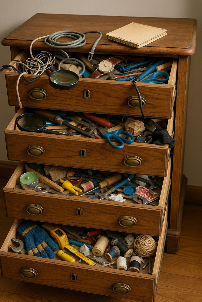 Tiroir rempli d'articles